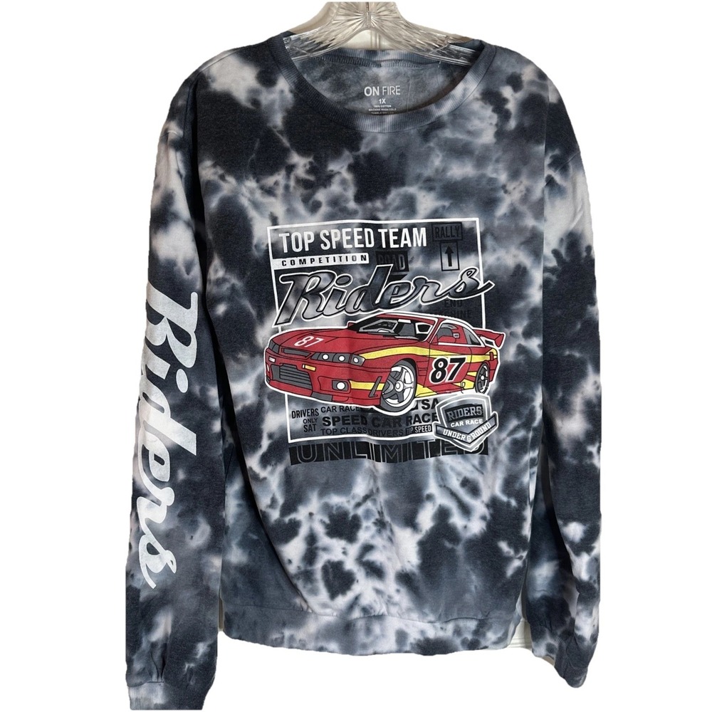 NWT Onfire Tie Dye Riders Car Race Top Speed Team Sweatshirt‎ Sz 1X